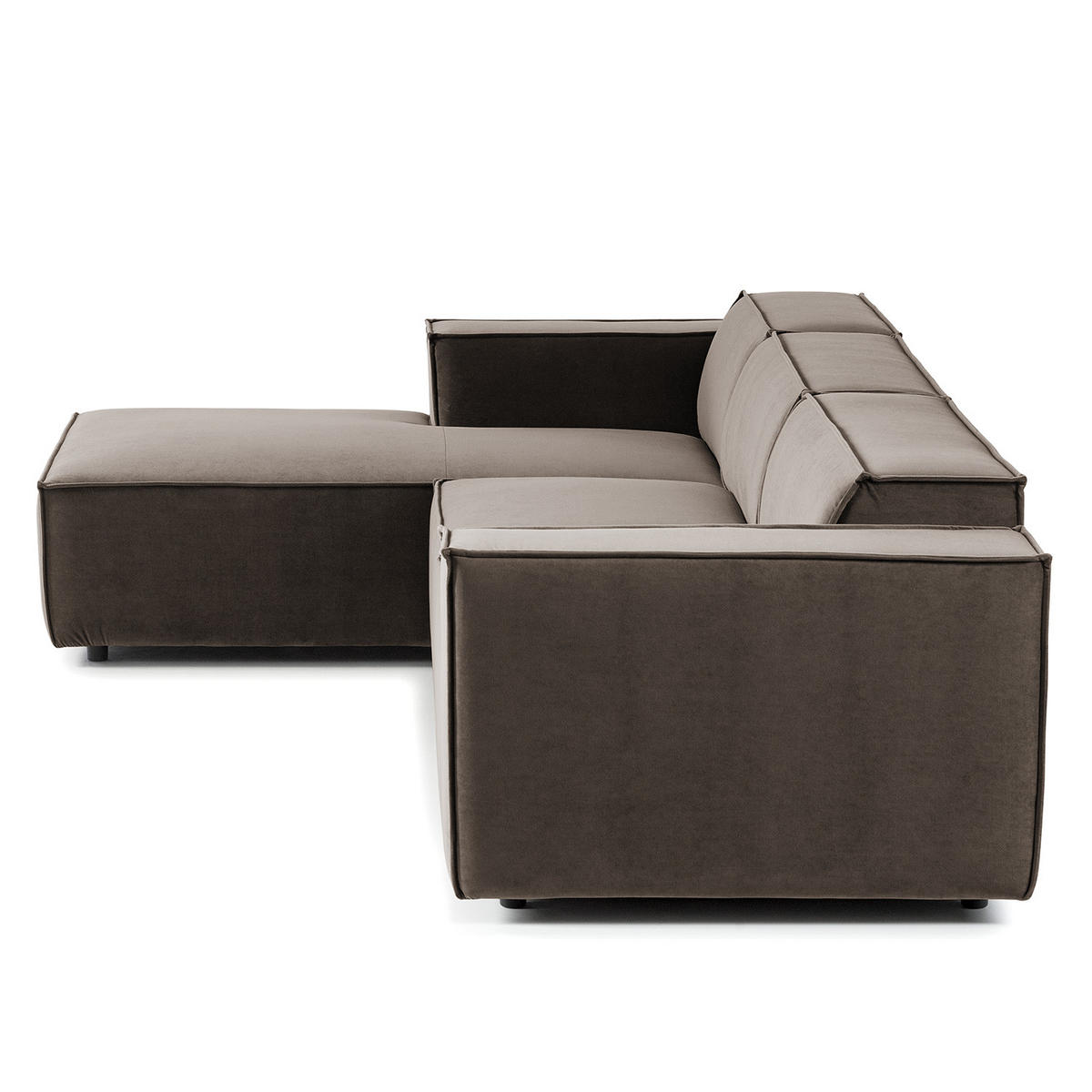 ECKSOFA mit Longchair - Taupe/Schwarz, Kunststoff/Textil (294/177cm) - home24