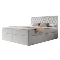 BOXBETT PONTI 160x200 cm Taubengrau (Samt) - mit 2 Bettkästen, Bonellmatratze und vertikaler Rautensteppung - Hellgrau, Holzwerkstoff/Textil (160/200cm) - Ravio