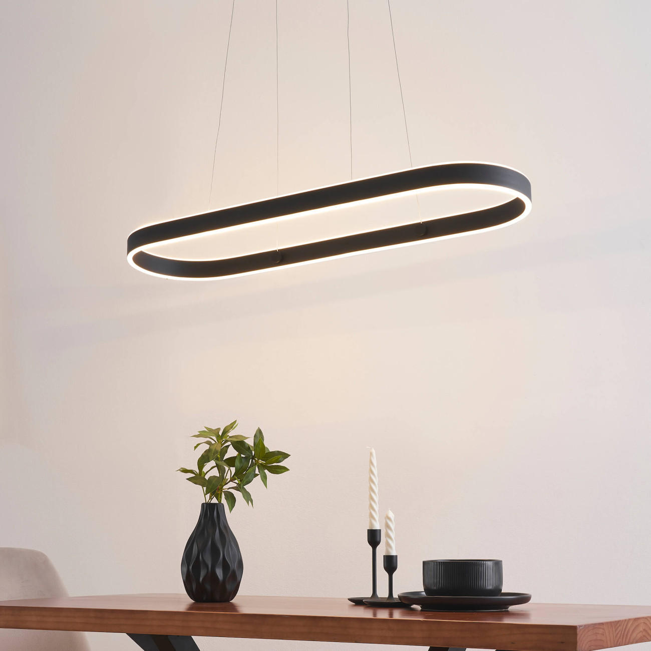 HÄNGELEUCHTE Apollo, Schwarz, 120cm - Schwarz, Metall (90/30/120cm) - KOSILUM