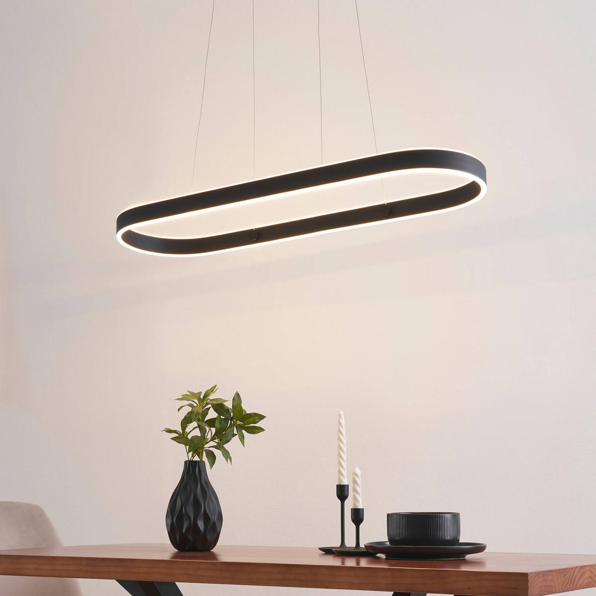 HÄNGELEUCHTE Apollo, Schwarz, 120cm - Schwarz, Metall (90/30/120cm) - KOSILUM