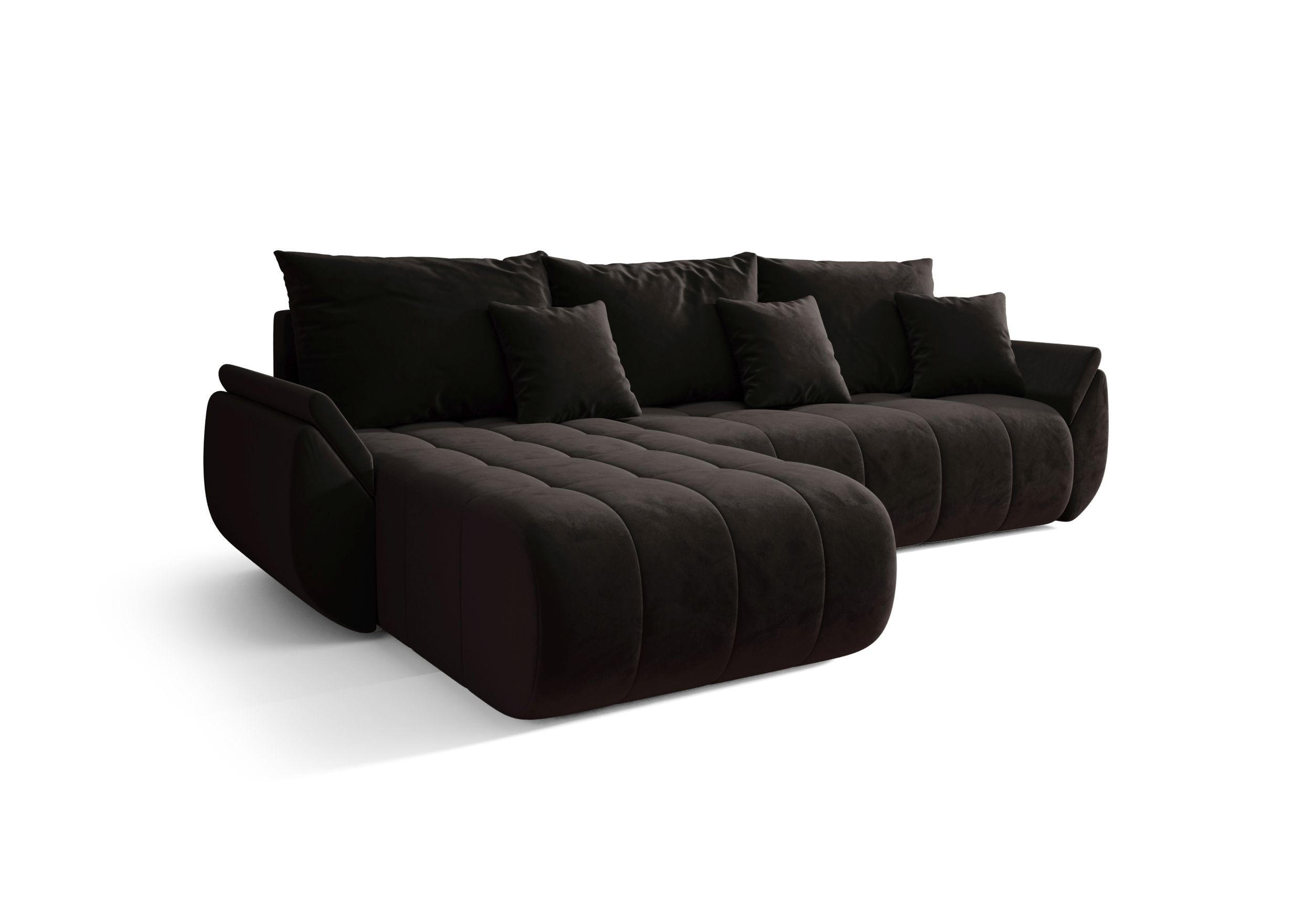 ECKSOFA mit Schlaffunktion TOKYO L Monolith 95 Links - Dunkelbraun, Textil (280/185cm) - Bedante