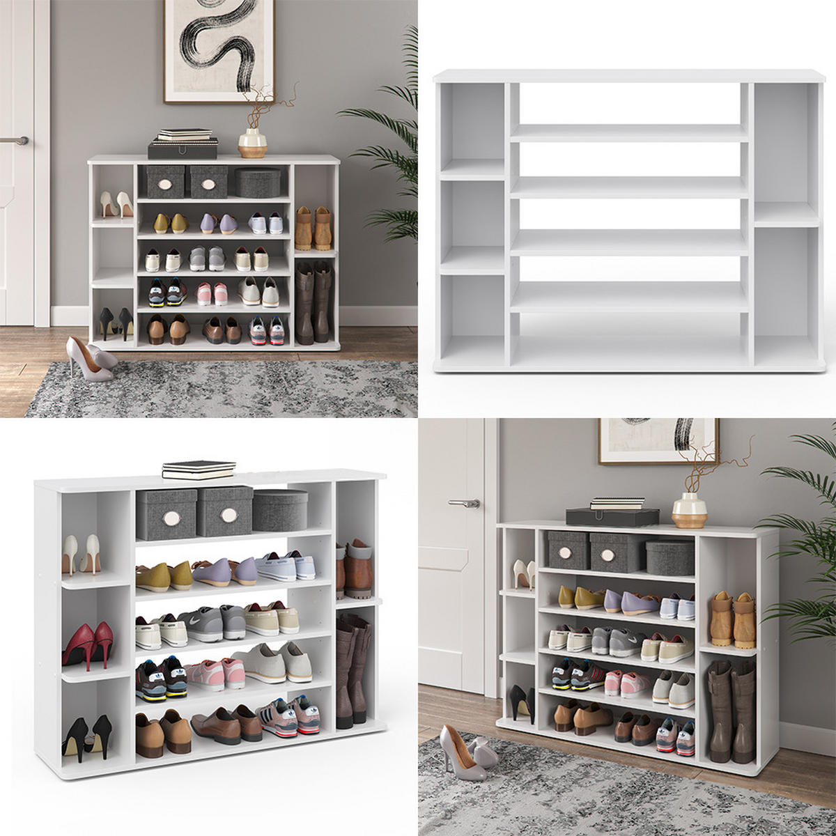 SCHUHREGAL Levin Weiß 116.2 x 87.4 cm - Weiß, Holzwerkstoff (116.2/87.4/30.1cm) - Vicco
