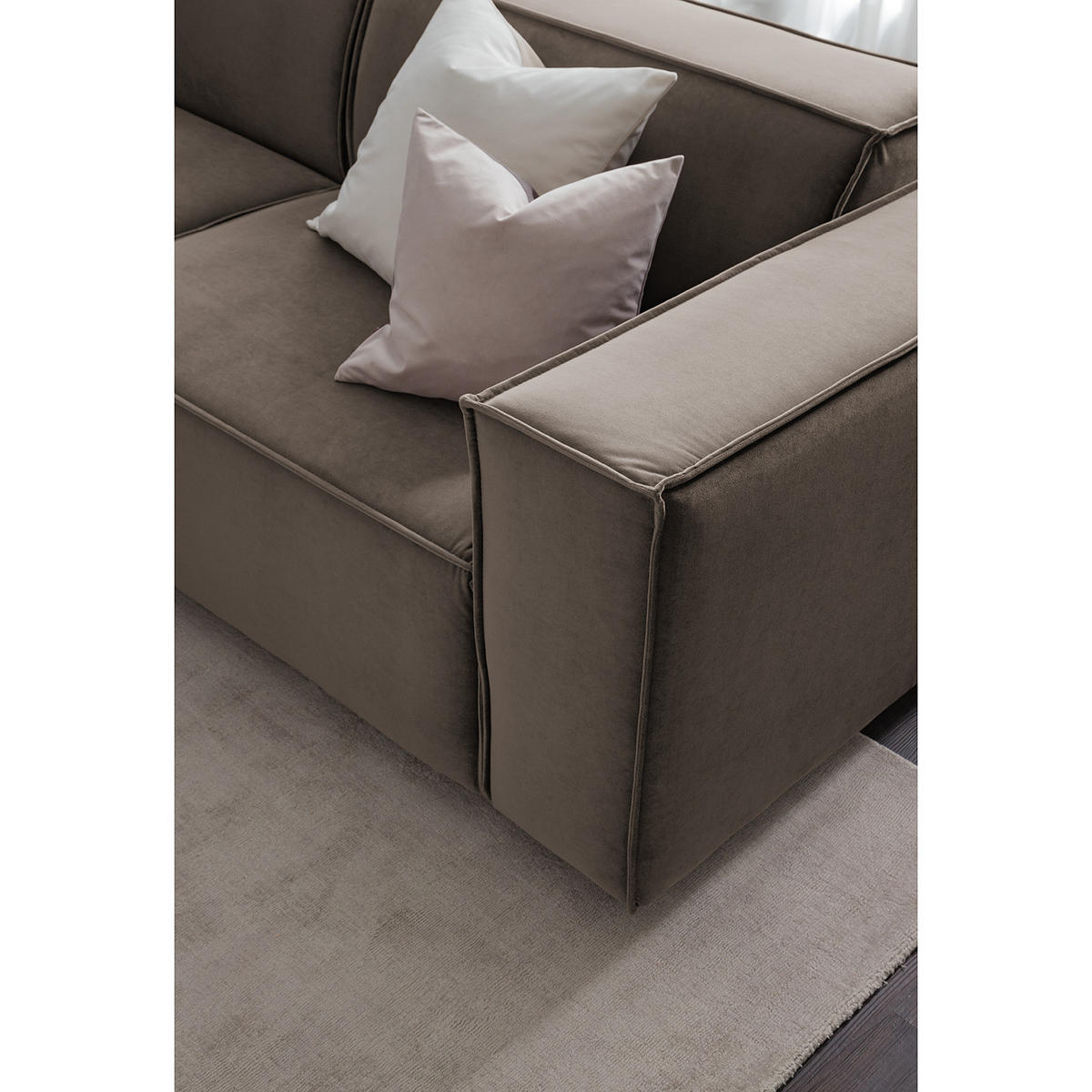 ECKSOFA mit Longchair - Taupe/Schwarz, Kunststoff/Textil (294/177cm) - home24