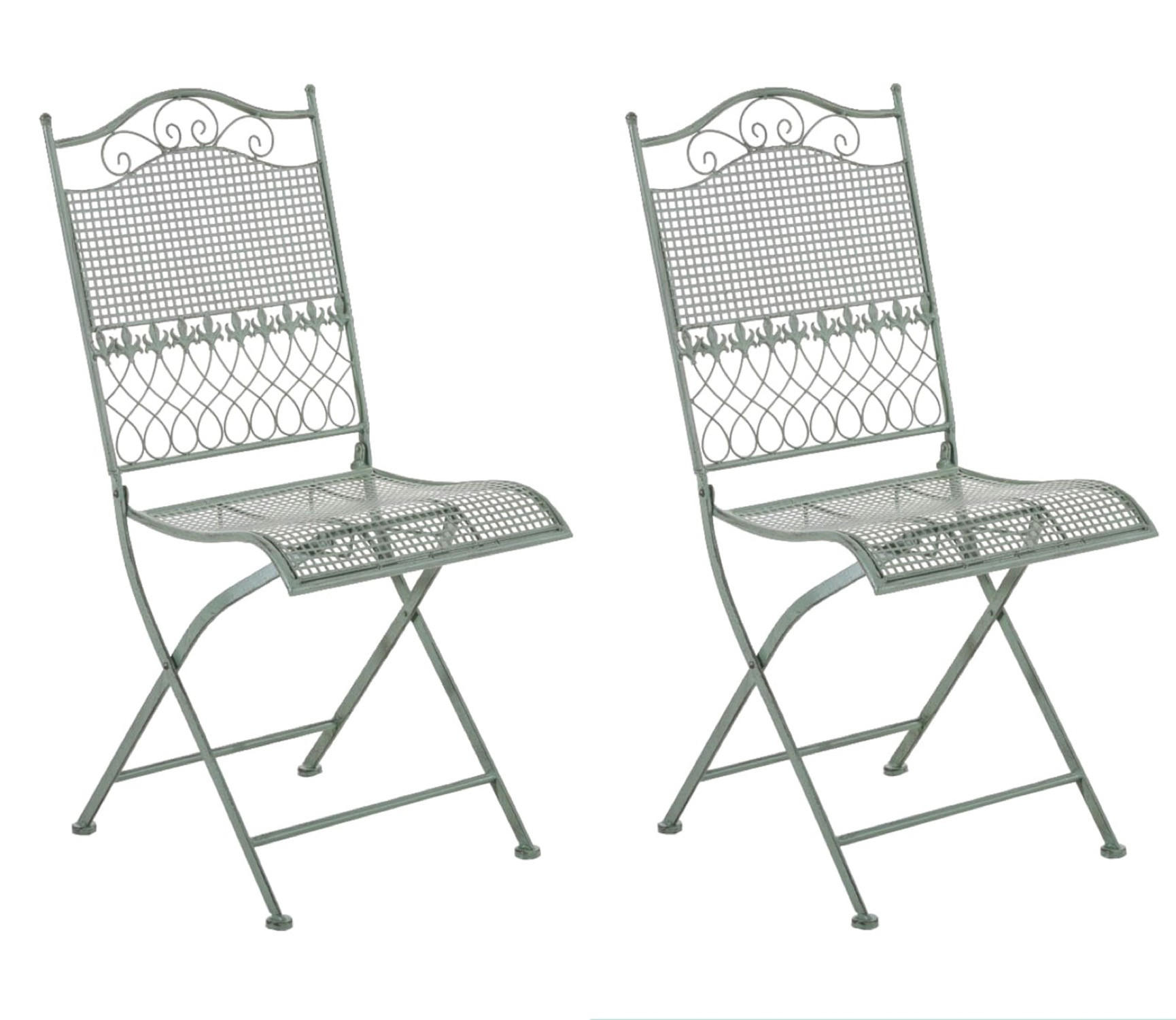 GARTENSTÜHLE Kirstin - 2er Set - antik-grün - Grün, Metall (41/50/91cm) - TPFGarden