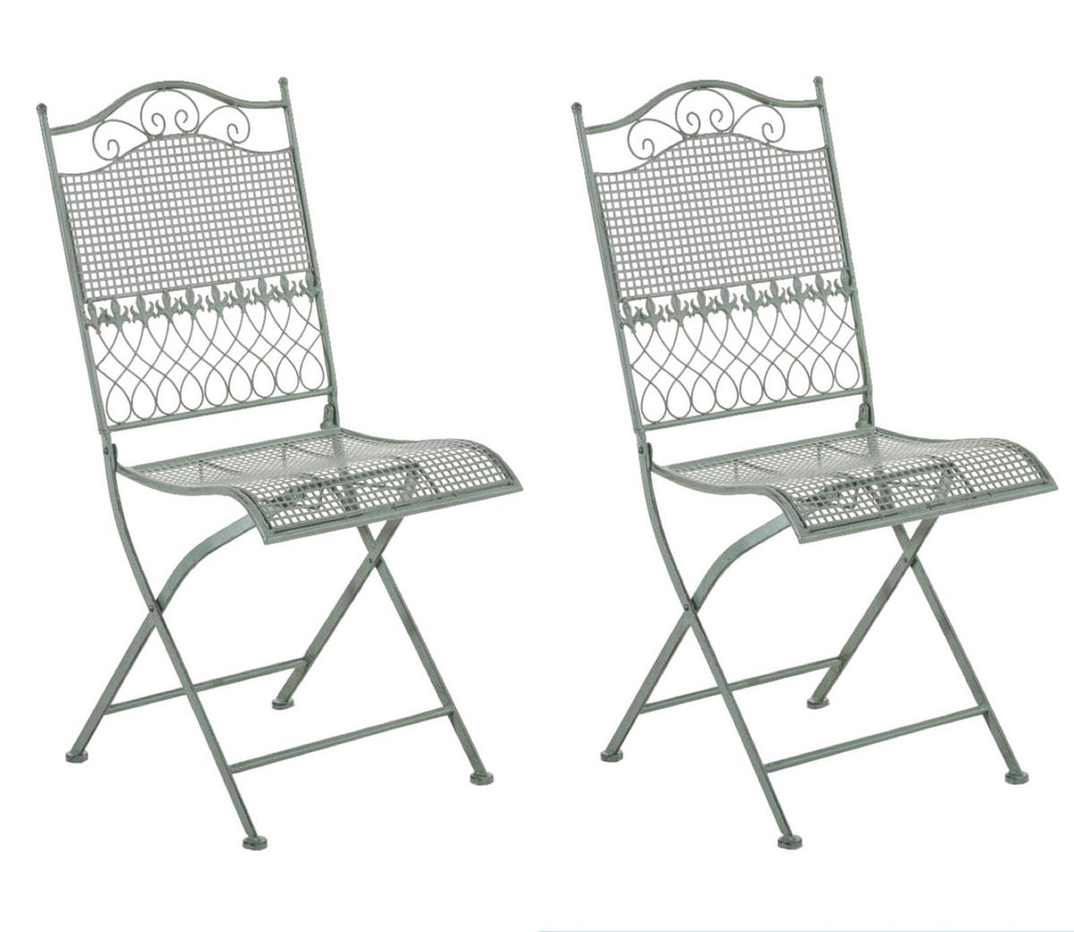 GARTENSTÜHLE Kirstin - 2er Set - antik-grün - Grün, Metall (41/50/91cm) - TPFGarden