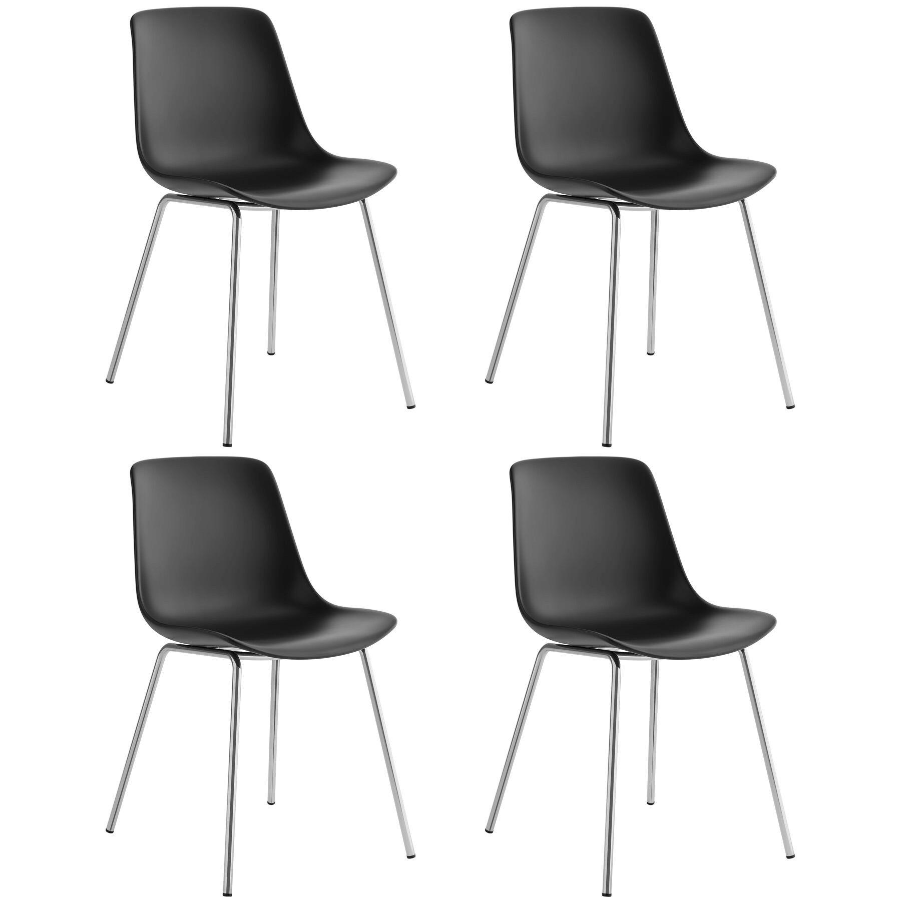 KUNSTSTOFFSTUHL 4er Set Mave 46 x 55 x 80 5 cm schwarz/chrom - Schwarz, Textil (46/80.5/55cm) - tectake