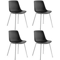 KUNSTSTOFFSTUHL 4er Set Mave 46 x 55 x 80 5 cm schwarz/chrom - Schwarz, Textil (46/80.5/55cm) - tectake