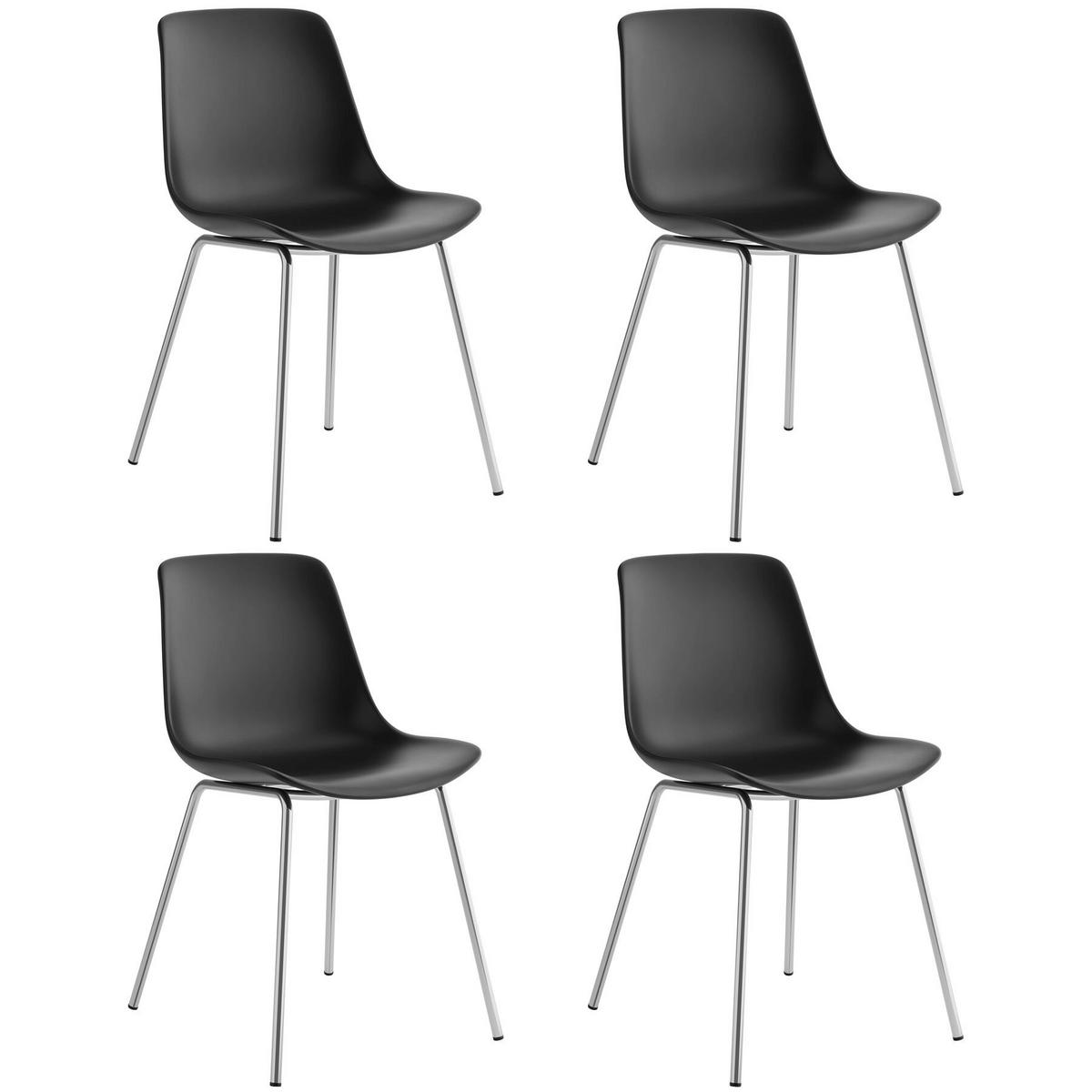 KUNSTSTOFFSTUHL 4er Set Mave 46 x 55 x 80 5 cm schwarz/chrom - Schwarz, Textil (46/80.5/55cm) - tectake