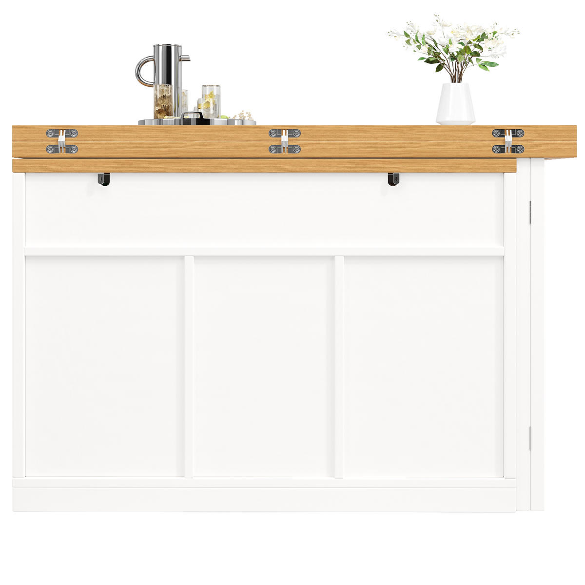 BARTISCH ausziehbar 120-197/40/72 cm mit Barn-Türen DE-39752 Weiß - Weiß, Holzwerkstoff (40/120/72cm) - ComfortXL