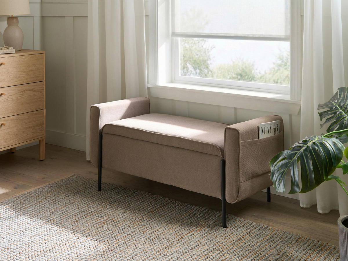 SITZBANK Beige Lewes - Beige/Schwarz, Textil (114/55/50cm) - Beliani