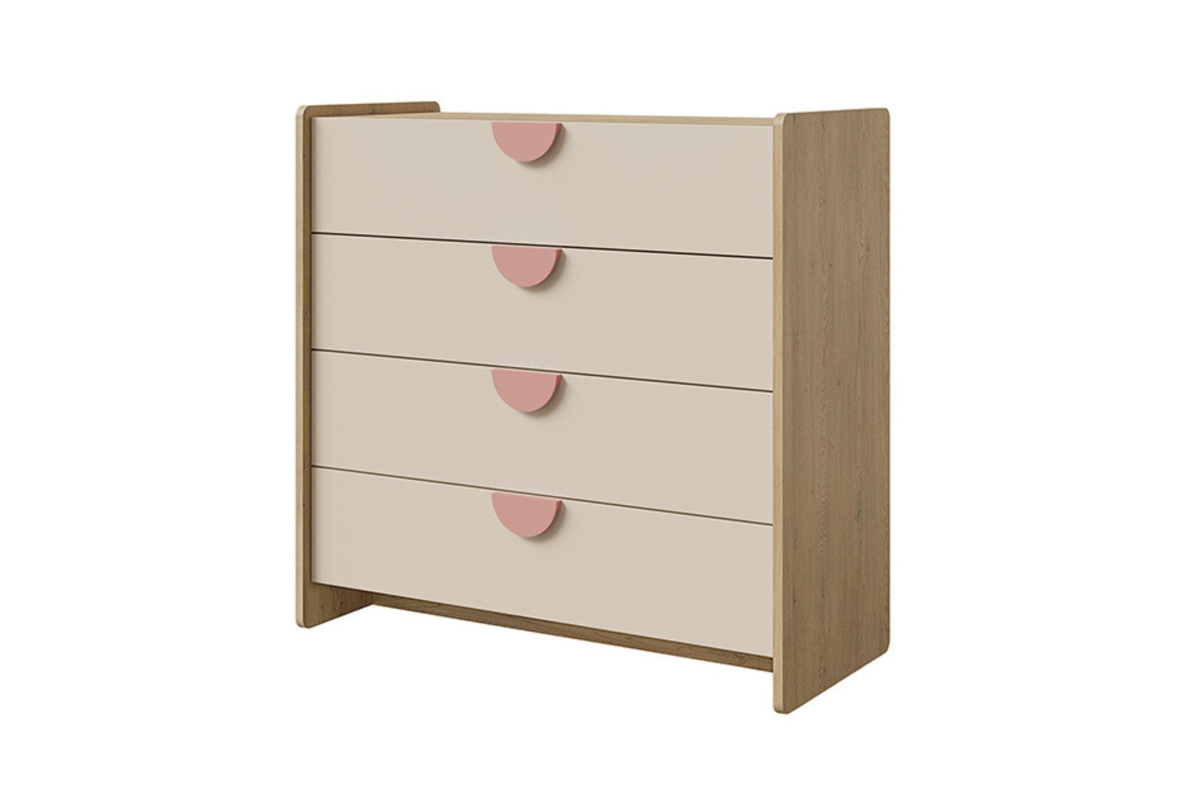 KINDERKOMMODE LEXO 10 93/91/40 cm in Eiche Cremona/Macadamia/Puderrosa - Eichefarben/Beige, Holzwerkstoff (93/91/40cm) - Deine Möbel 24
