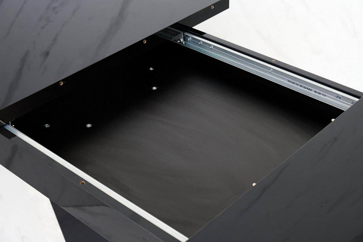 ESSTISCH Ausziehbar 120-160 cm Schwarz glänzend - Schwarz Hochglanz, Holzwerkstoff (160/80/75cm) - Home Collective