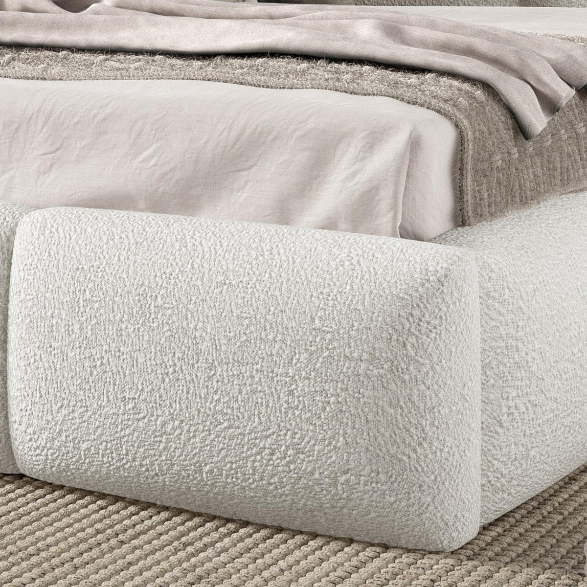 POLSTERBETT Bero, 160x200, Bouclé-Stoff, Weiß - Weiß, Textil (160/200cm) - Beautysofa