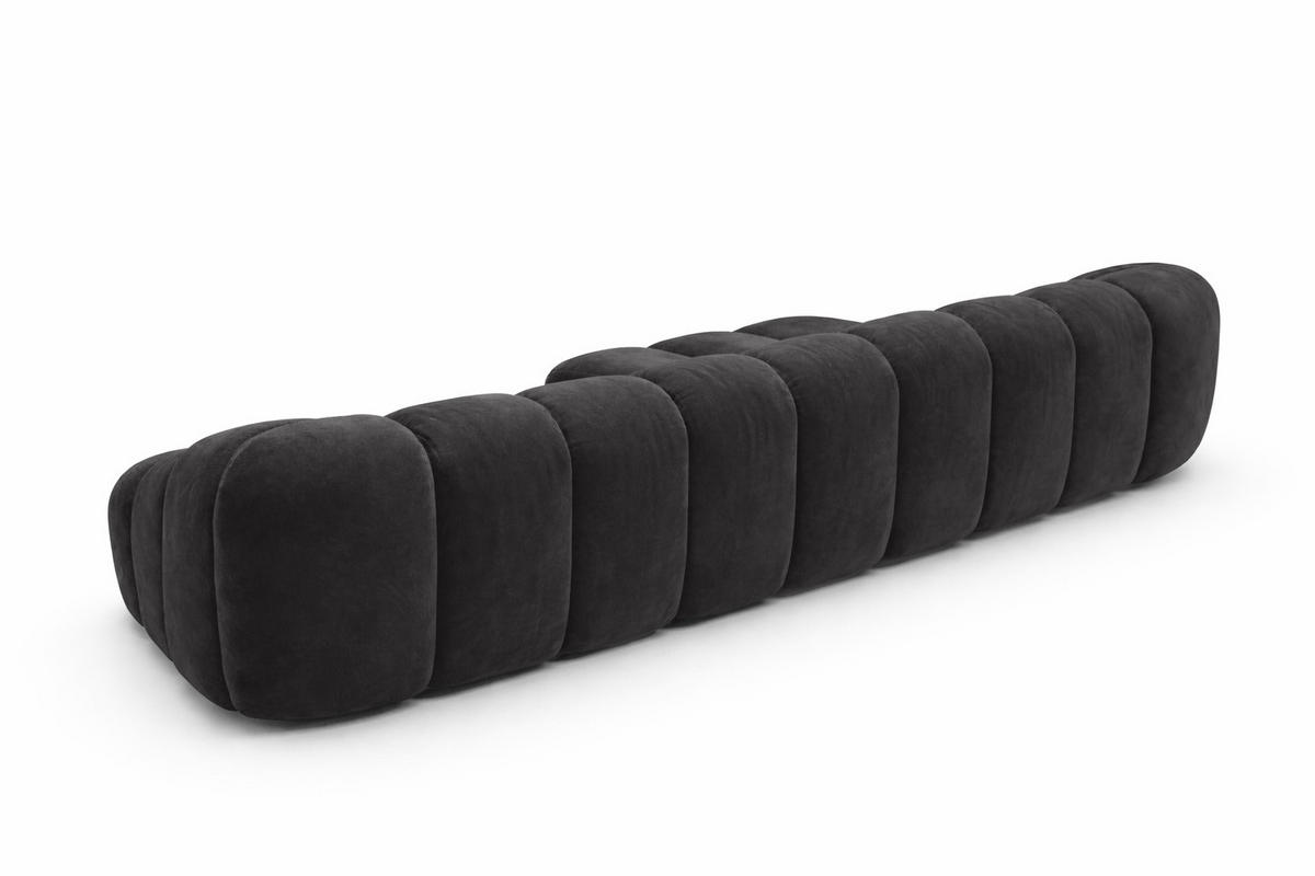 ECKSOFA Modulare L-Form, Veloursstoff Bluvel, Schwarz, Links, CROISSANT XL - Schwarz, Holz (340/190cm) - Kaiser Möbel