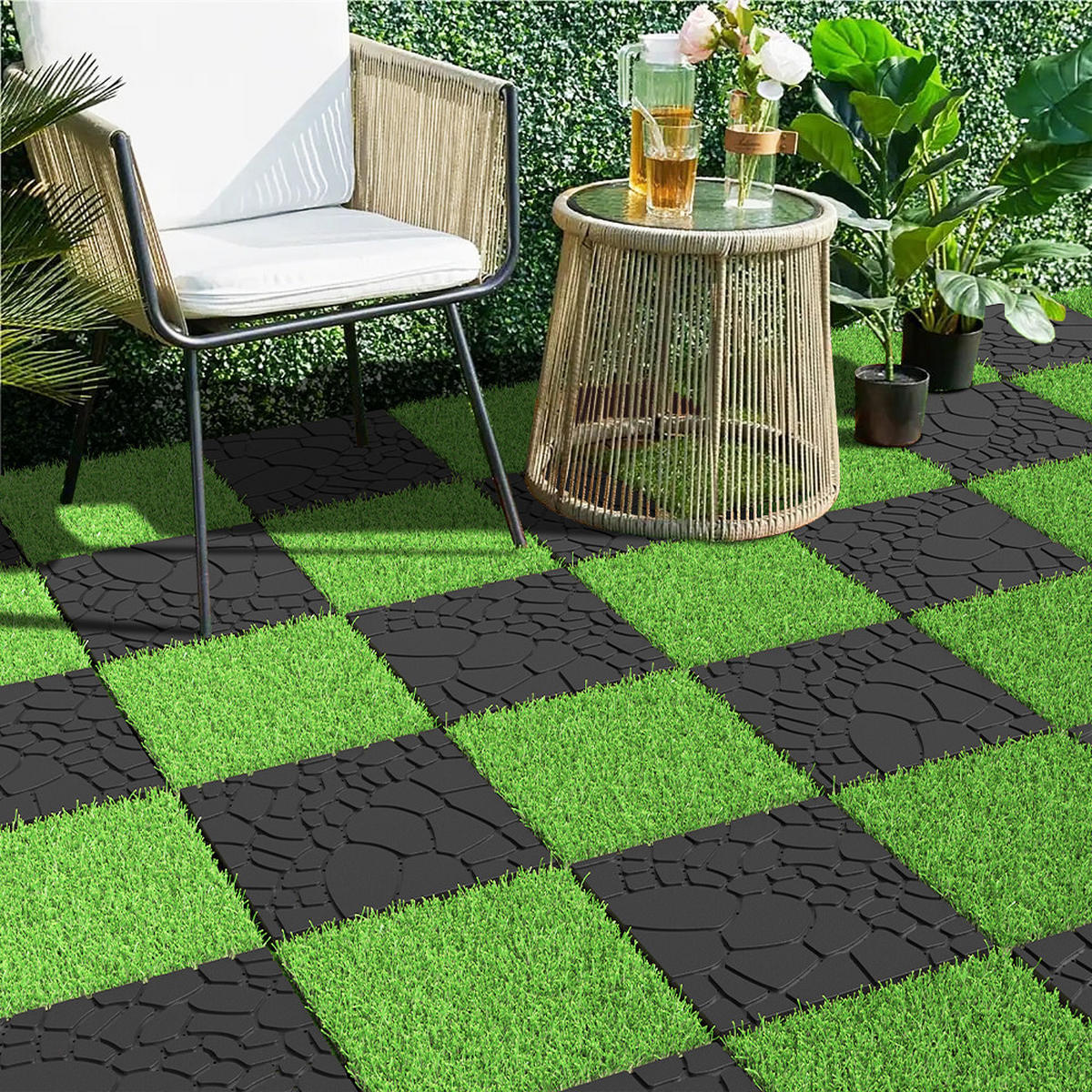 TERRASSENFLIESE 30.5/30.5/2 Dunkelgrau, Polypropylen 44 Stück - Dunkelgrau, Kunststoff (30.5/30.5/2cm) - Oxeza