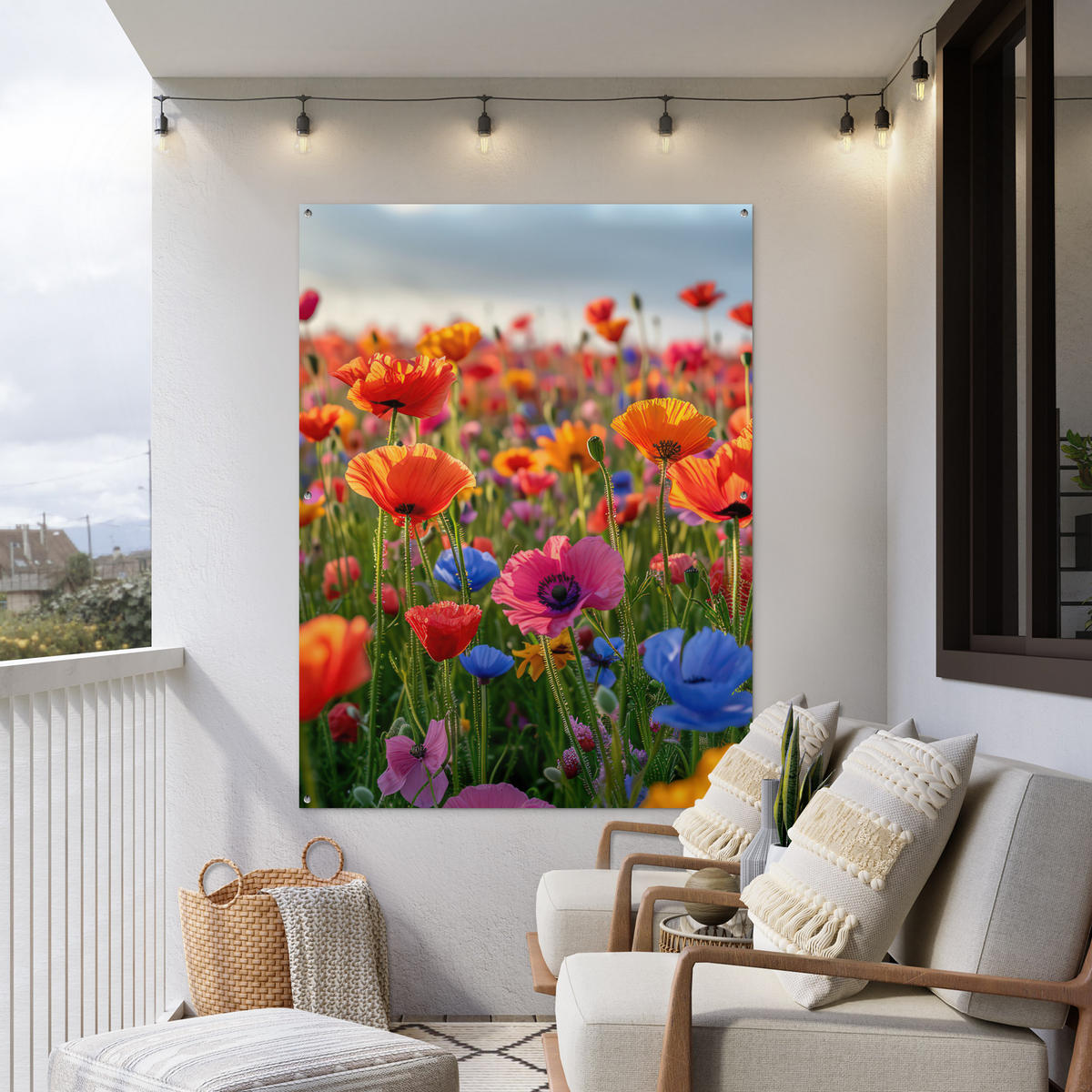 ZAHRADNÍ PLAKÁT Květiny - Mák - Barevné - Příroda 120x160 cm - tmavě oranžová, plast (120/160/0.2cm) - OnlyWow