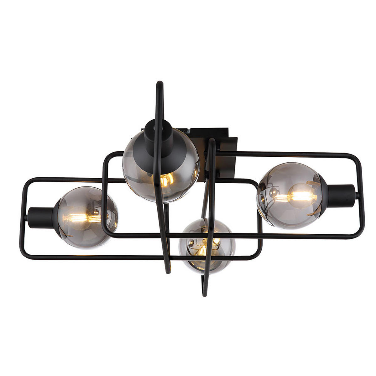 DECKENLEUCHTE Metall Grau Rauchoptik - Grau, Glas (61/61/20cm) - Globo Lighting