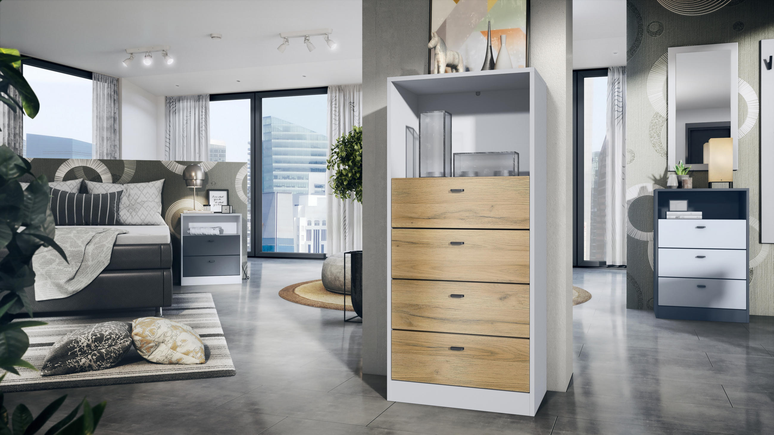 KOMMODE Pino Fronten in Eiche Natur - Eichefarben, Holzwerkstoff (56/125/36cm) - Vladon