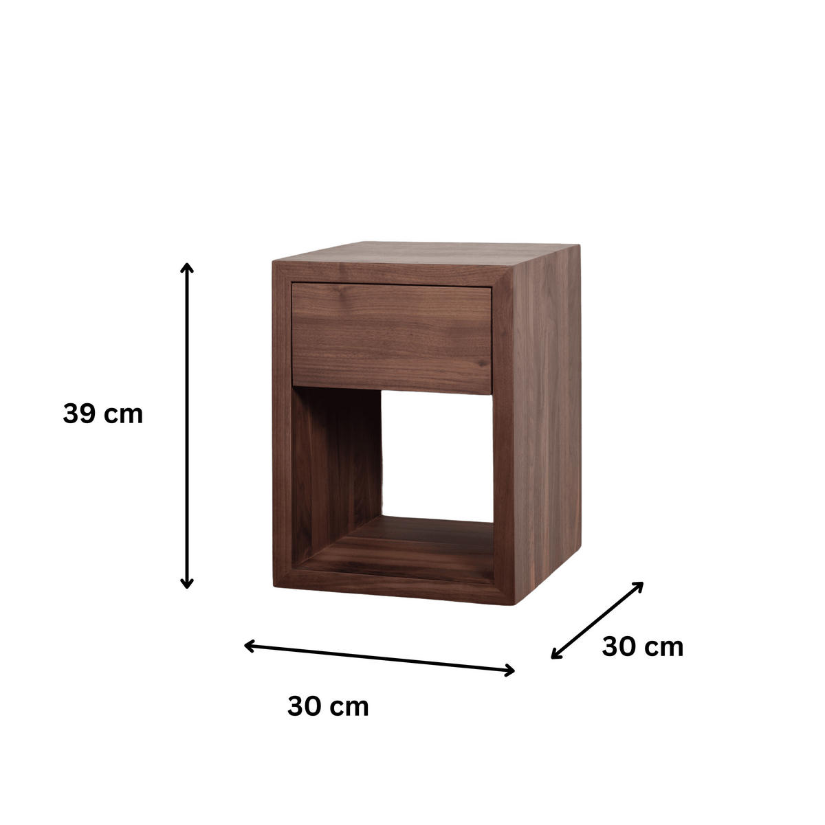 NACHTTISCH Hugo 2er Set, Walnuss - Braun, Holz (30/39/30cm) - WOODEK