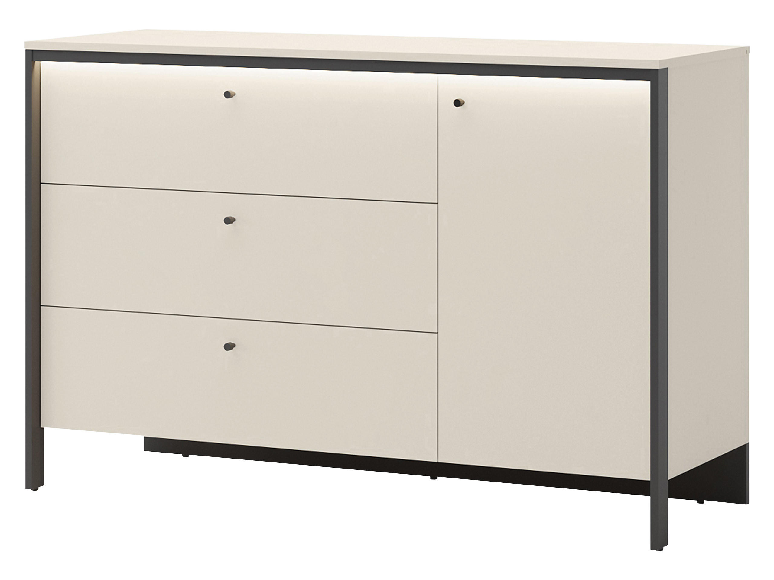 SIDEBOARD 1D3S Enna EN-04 - Sandfarben/Schwarz, Holzwerkstoff/Kunststoff (136/91/49cm) - MIRJAN24