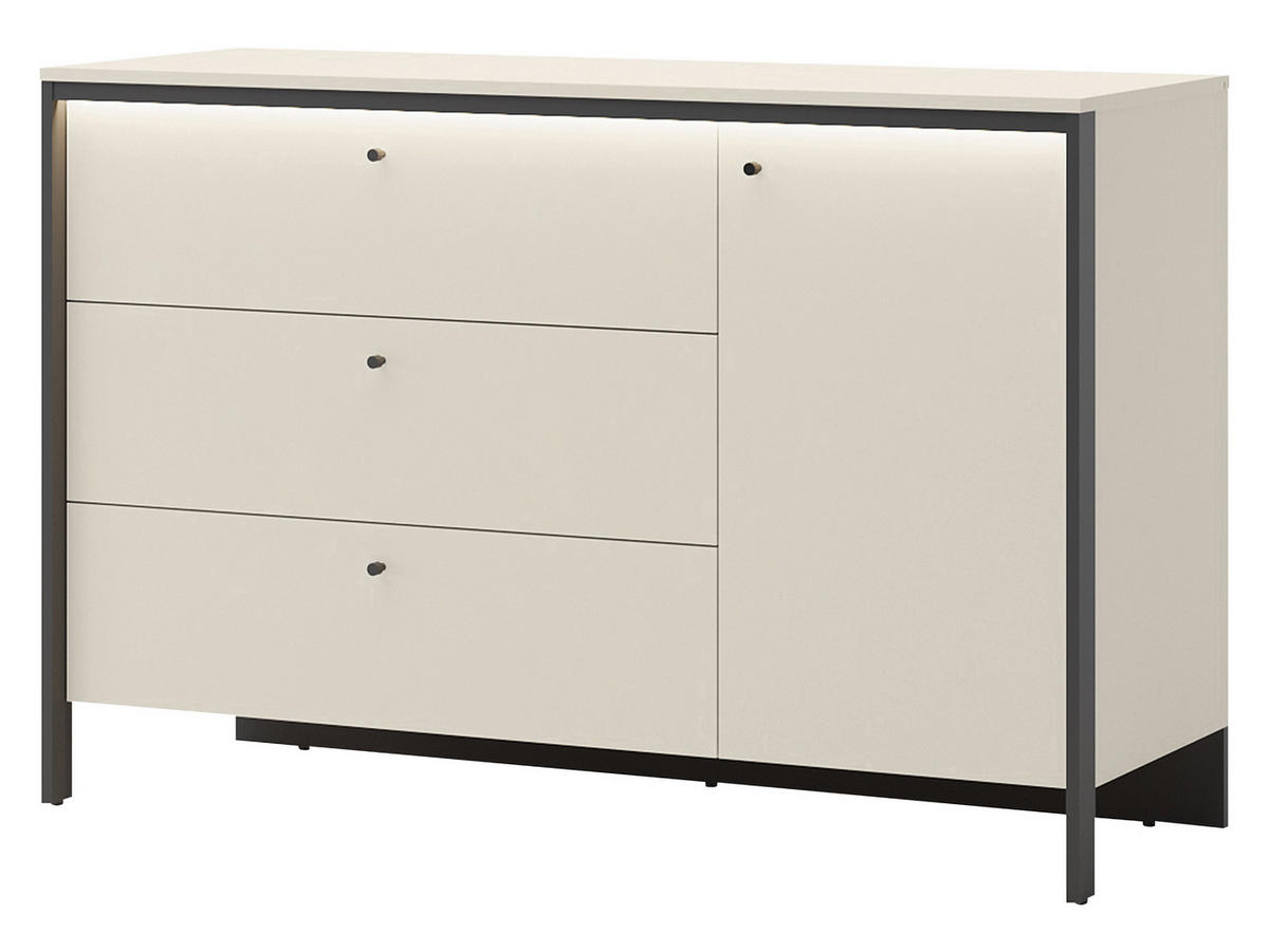 SIDEBOARD 1D3S Enna EN-04 - Sandfarben/Schwarz, Holzwerkstoff/Kunststoff (136/91/49cm) - MIRJAN24