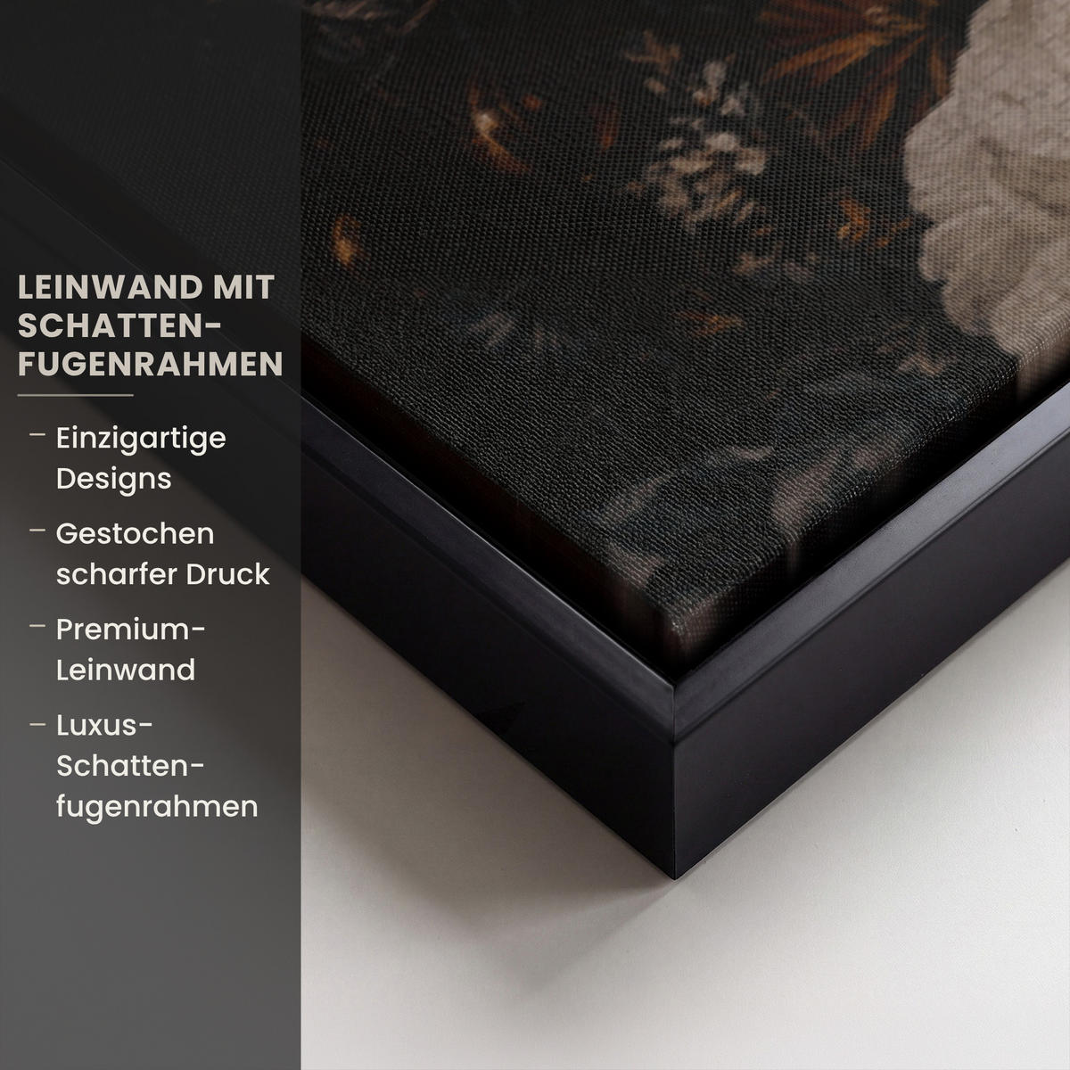 LEINWAND Bilder mit Rahmen - Frau - Luxus - Blumen - Schmetterling - Porträt - 150x100 - Schwarz, Textil (150/100cm) - MuchoWow