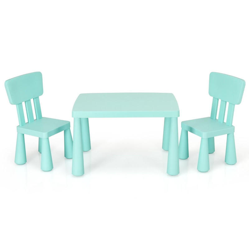 KINDERTISCH mit 2 Stühlen grün(3-tlg) - Grün, Kunststoff (76.5/49.5/54.5cm) - COSTWAY