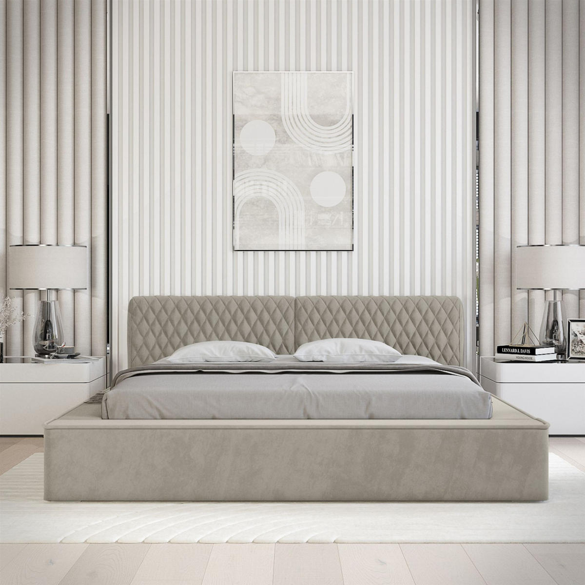 POLSTERBETT Norfolk In Ditra - Greige, Holzwerkstoff/Textil (160/200cm) - Fun Möbel