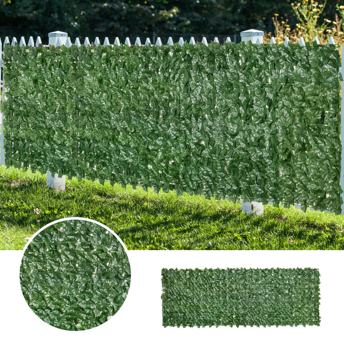 KUNSTHECKE DE-13895 3x1 m mit UV-Schutz Grün - Dunkelgrün, Kunststoff (100/300cm) - ComfortXL