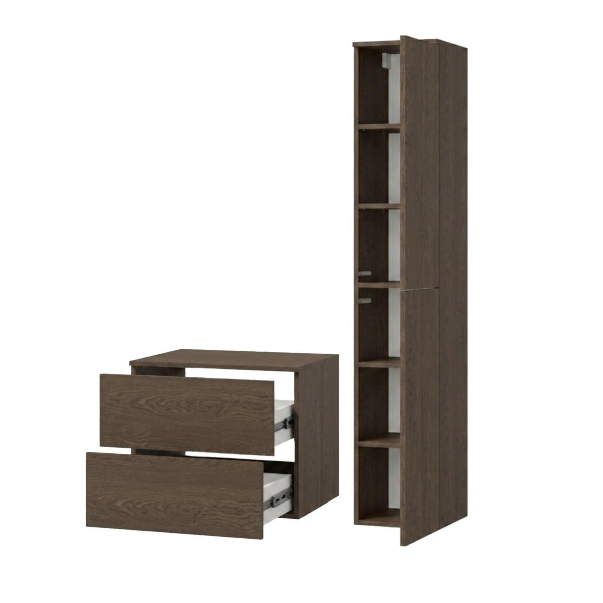 BADMÖBEL-SET Color Baltic Storm 2-Teilig (2S 60 + 2D 160) - Walnussfarben, Holzwerkstoff (90/160/45cm) - mzm24