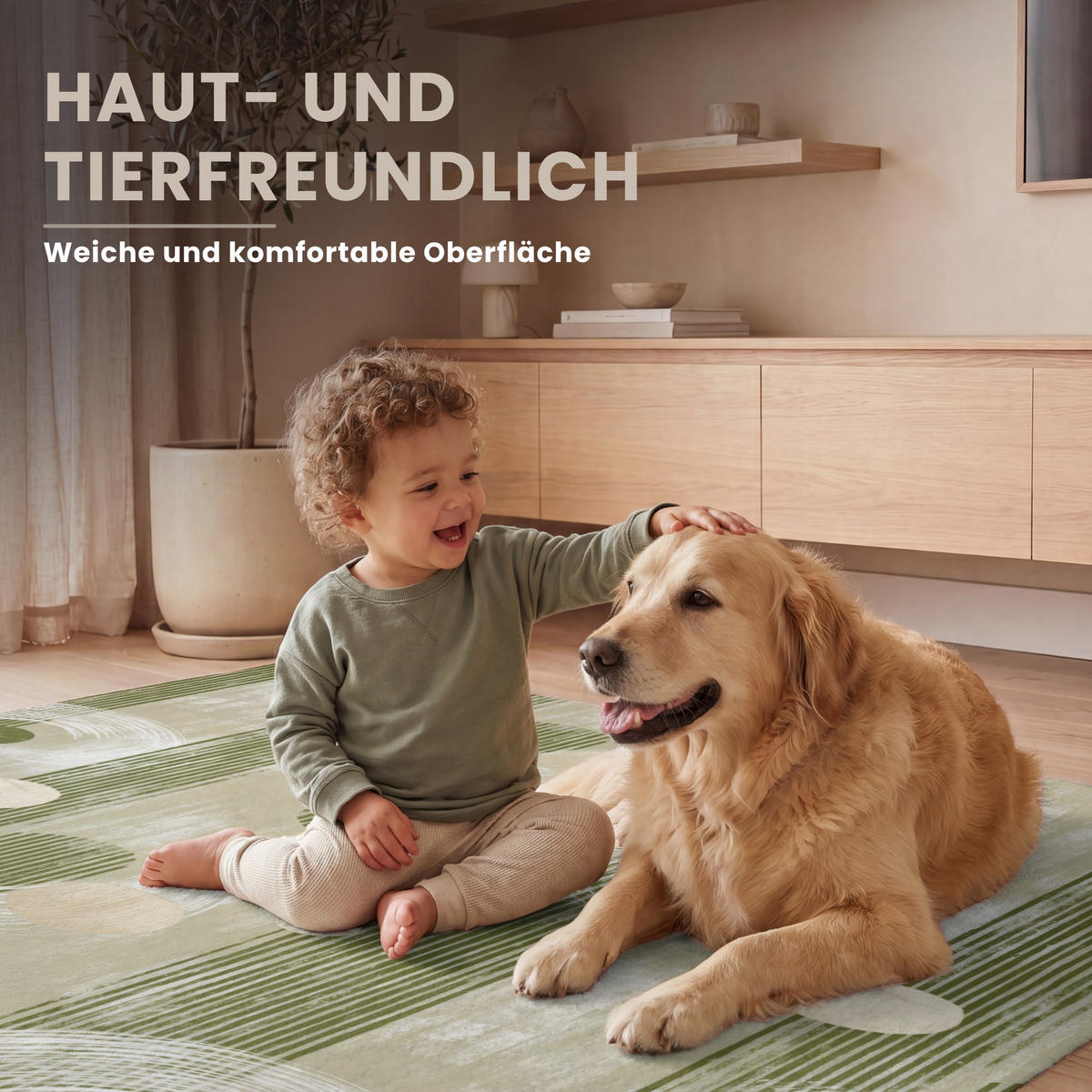 TEPPICH - Künstlerisch - Modern - Grün - 120x180 cm - Olivgrün, Kunststoff/Textil (120/0.4cm) - OnlyWow