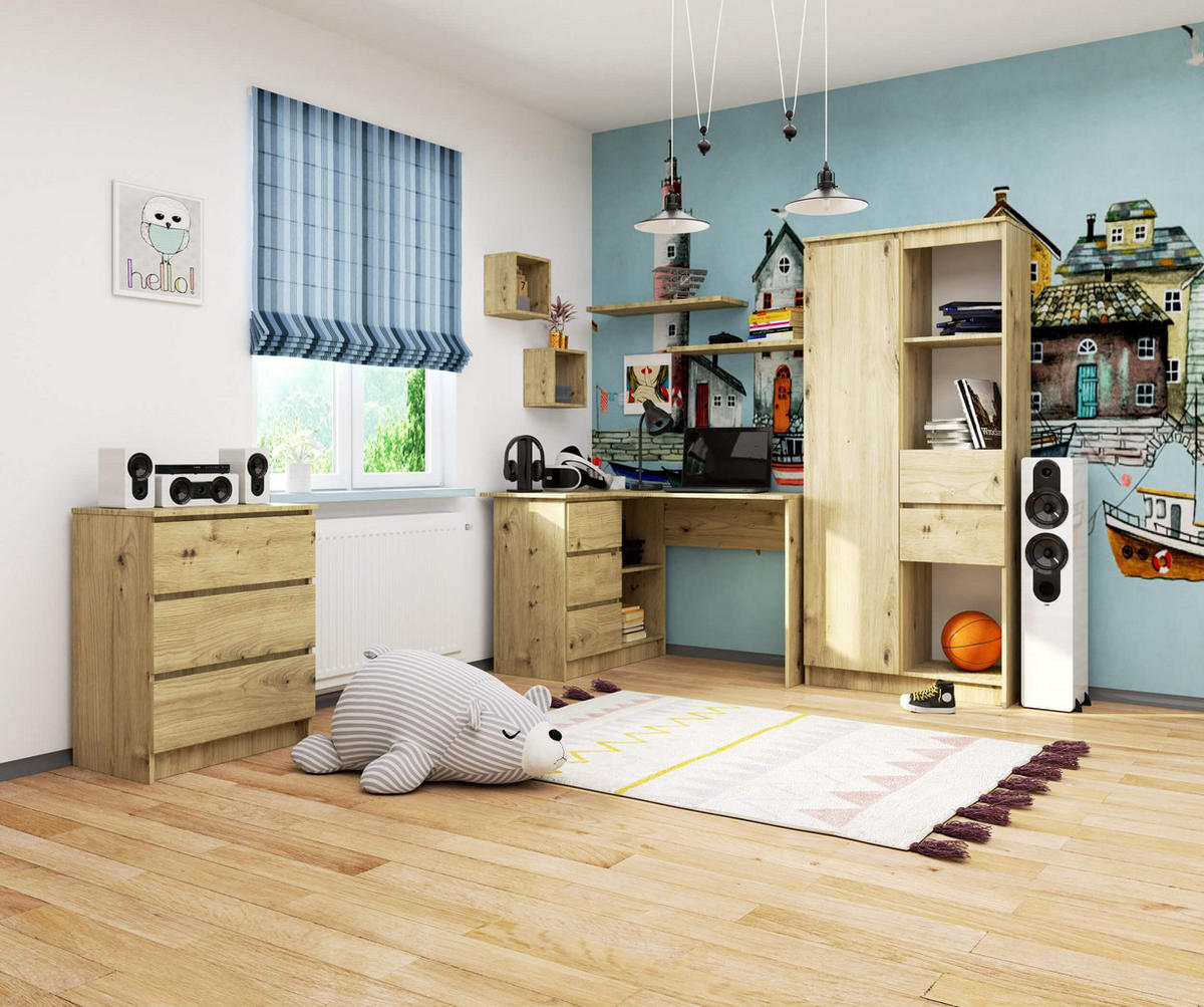 ECKSCHREIBTISCH Artisan-Eichenfarbe 124x85x77 cm - Eiche Artisan, Holzwerkstoff (85/124/77cm) - Akord