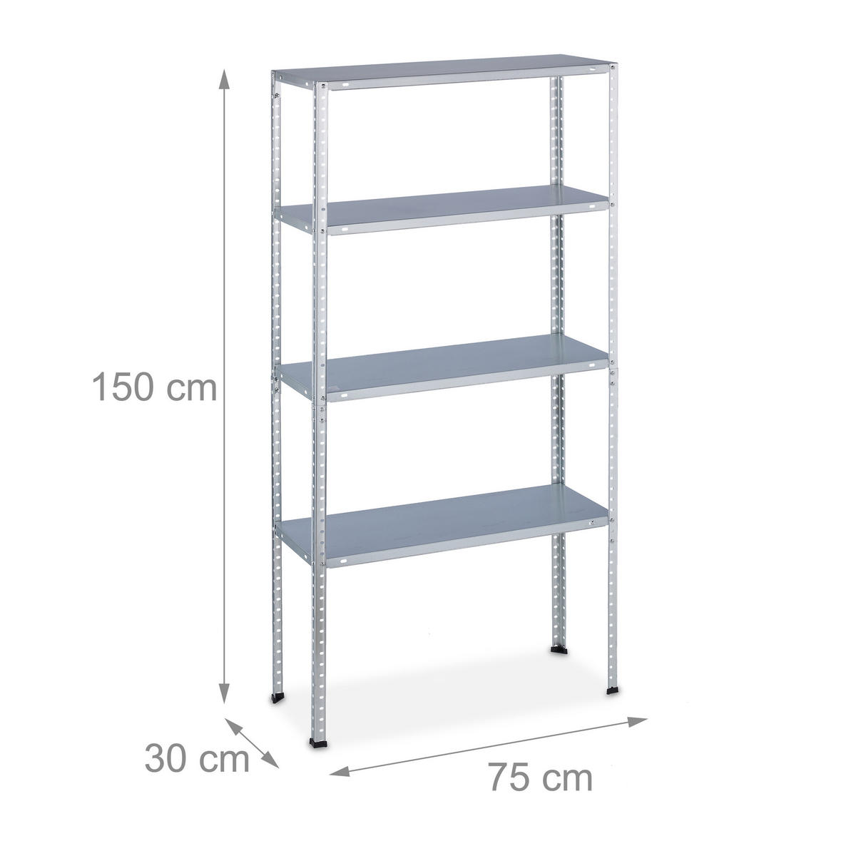 SCHWERLASTREGAL - Silberfarben, Metall (75/150/30cm) - Relaxdays