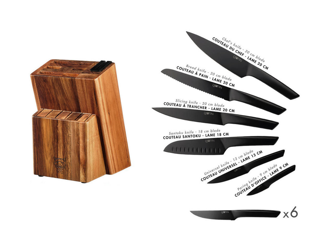 KÜCHENMESSERBLOCK und Steakmesser Jensen Loviisa - 14er-Set - Schwarz, Metall (1cm) - Björn