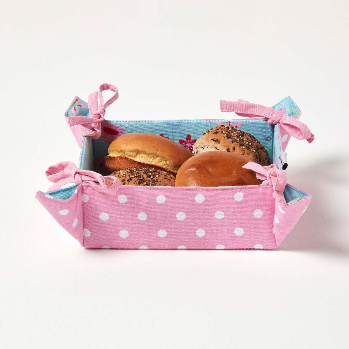 BROTKORB Vögel & Blumen – faltbar mit Wende-Design - Blau, Textil (22/7/22cm) - Homescapes