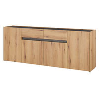 SIDEBOARD Evoke Eiche, grau, Kommode 223 x 87 cm - Eichefarben/Silberfarben, Holz/Holzwerkstoff (312/198/42cm) - Furn.Design
