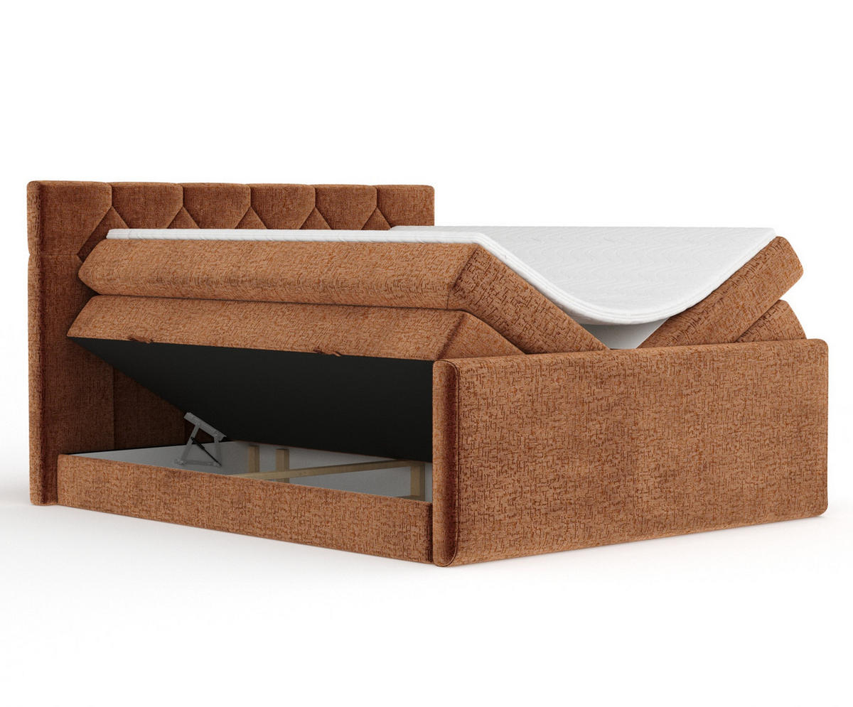 BOXSPRINGBETT Toma Kupferfarbe 180/200 cm - Schwarz/Kupferfarben, Holz/Holzwerkstoff (180/200cm) - Maison de Reve