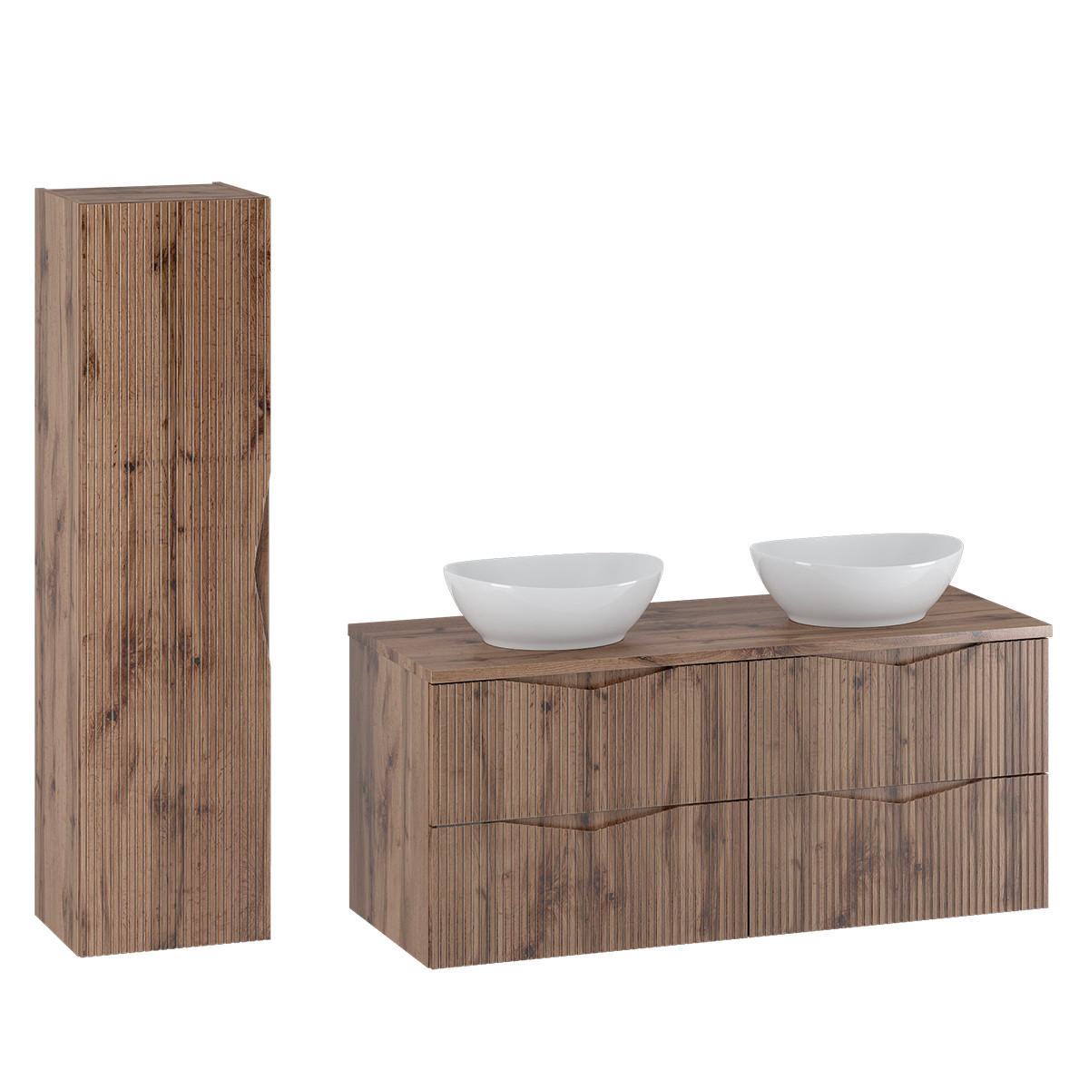 BADMÖBEL Tao 2er-Set Holz - Braun, Holzwerkstoff (120.6/50/45.8cm) - Petits-meubles