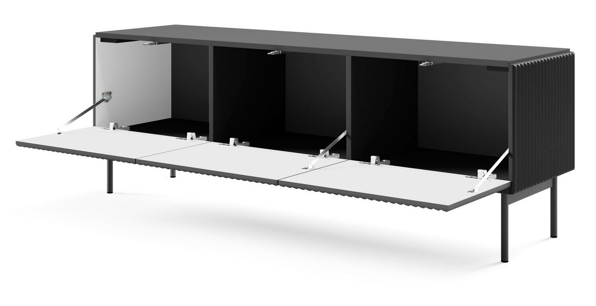 TV-BOARD 147 cm Galiano mit 3 Türen, Schwarz - Schwarz, Holz (147/51/40cm) - Emporius