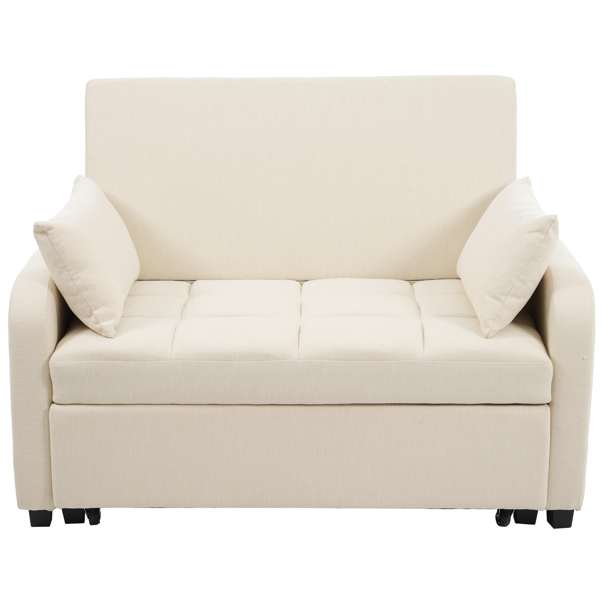 SCHLAFSOFA Klappsofa Baumwolle-Leinen mit verstellbarer Rückenlehne Beige 127/75/94 cm - Beige, Textil (75/94/127cm) - Redom