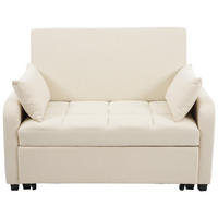 SCHLAFSOFA Klappsofa Baumwolle-Leinen mit verstellbarer Rückenlehne Beige 127/75/94 cm - Beige, Textil (75/94/127cm) - Redom