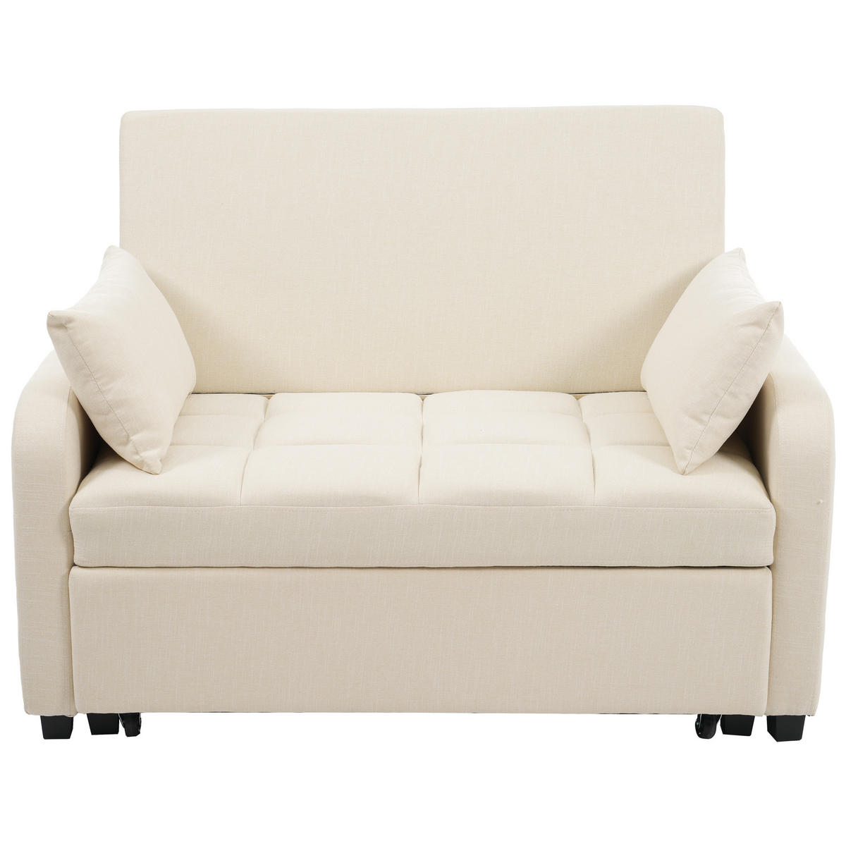 SCHLAFSOFA Klappsofa Baumwolle-Leinen mit verstellbarer Rückenlehne Beige 127/75/94 cm - Beige, Textil (75/94/127cm) - Redom