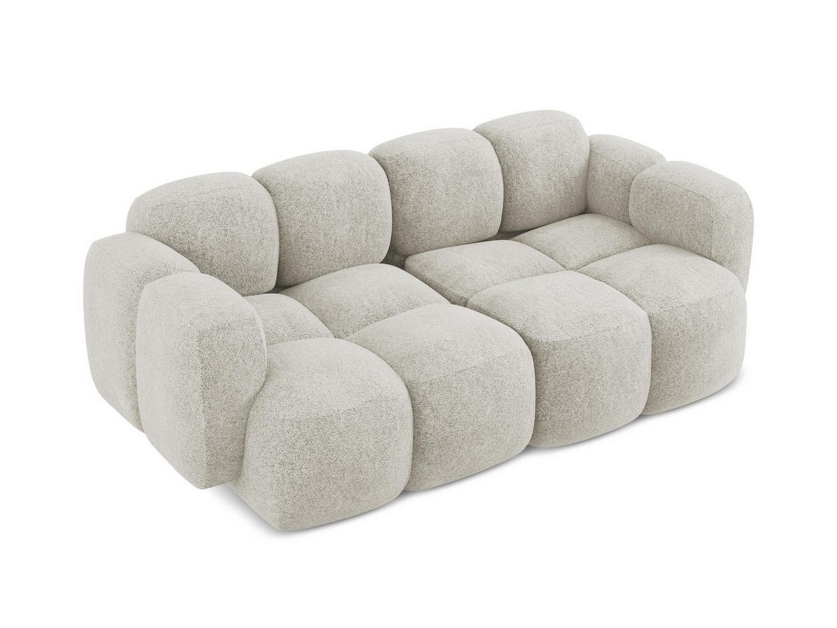 2-SITZER SOFA Chenille Stoff Beige - Hellbraun/Schwarz, Holzwerkstoff/Kunststoff (210/72/115cm) - Makamii