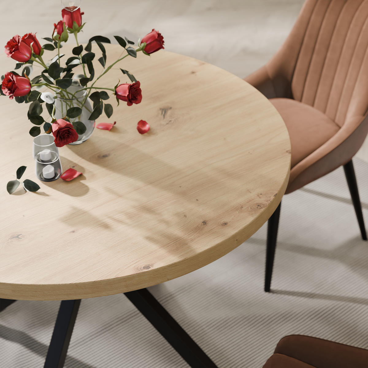 AUSZIEHTISCH MILTON 120-196/76 cm mit Metallgestell, Schwarz / Artisan-Eiche - Schwarz/Eiche Artisan, Holzwerkstoff/Metall (120/120/76cm) - Idohome