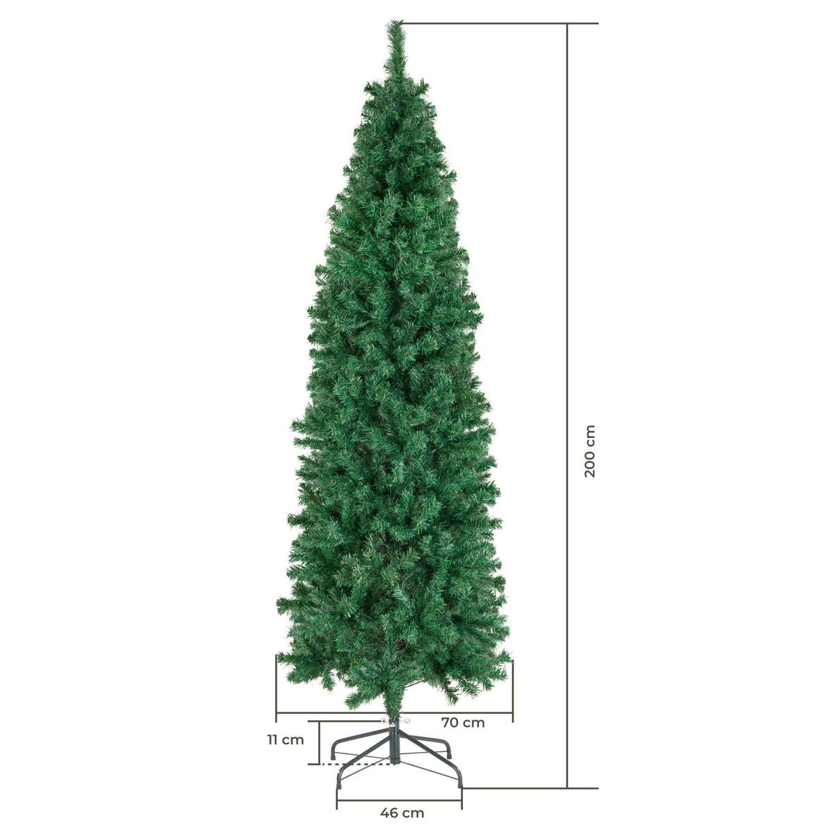 WEIHNACHTSBAUM Comet, pulverbeschichteter Metallständer mit Kunststoffkappen, grün - Grün, Kunststoff (200cm) - tectake