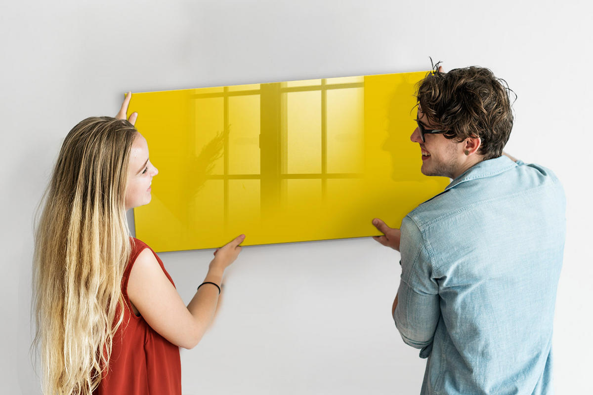 MAGNETTAFEL 120x60 Gelb schwarzer Marker - Gelb, Glas (120/0.4/60cm) - TULUP