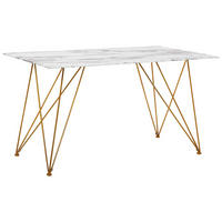 ESSTISCH 140/80/76 cm Weiß, Grau, Goldfarben Rechteckig Kenton - Weiß, Glas (140/80/76cm) - Beliani