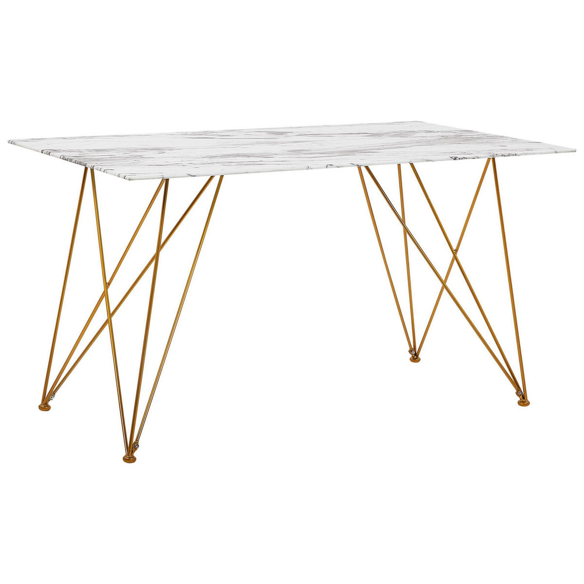 ESSTISCH 140/80/76 cm Weiß, Grau, Goldfarben Rechteckig Kenton - Weiß, Glas (140/80/76cm) - Beliani