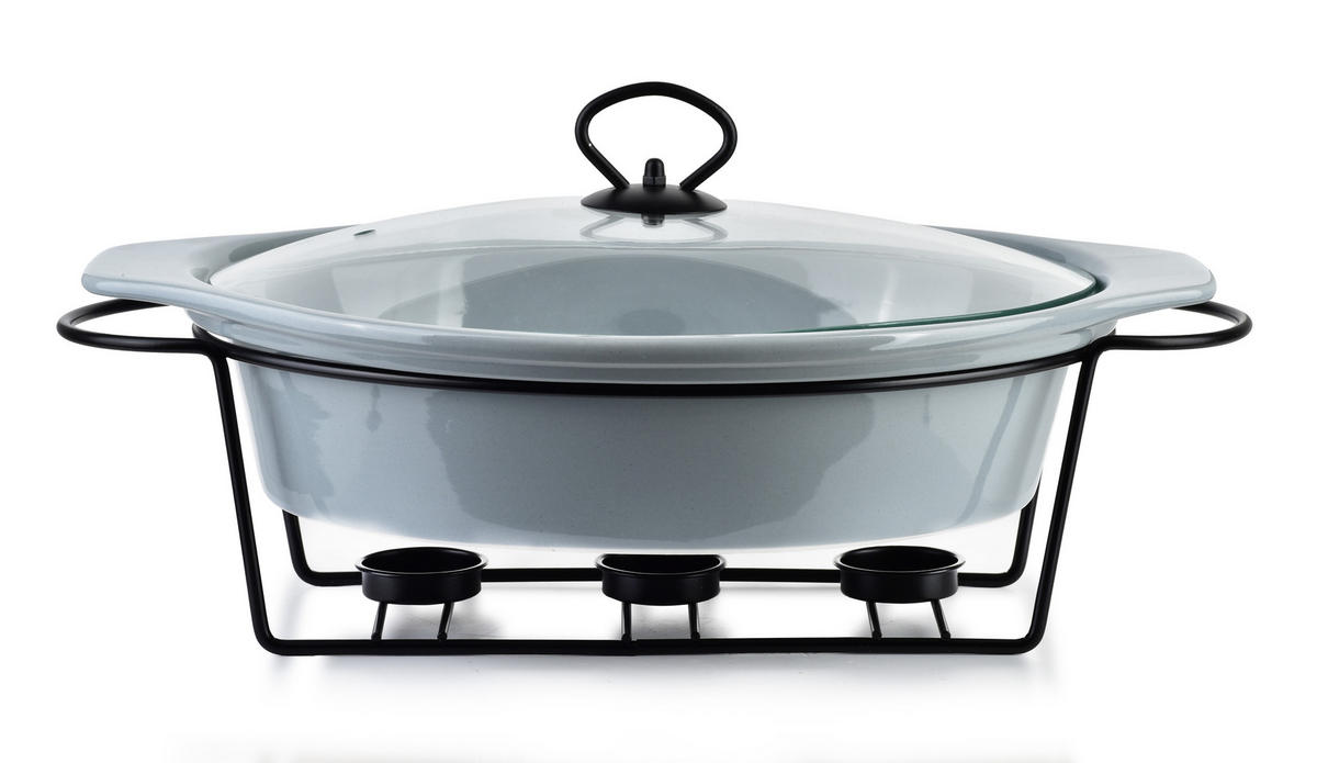 AUFLAUFFORM Modern Kitchen Grau 39/28/12 cm Keramik - Grau, Keramik (28/12/39cm) - Mondex