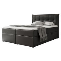 BOXBETT CHESTER 180/200 cm mit Matratze und Topper, Schwarz - Schwarz, Holzwerkstoff/Textil (180/200cm) - Idohome